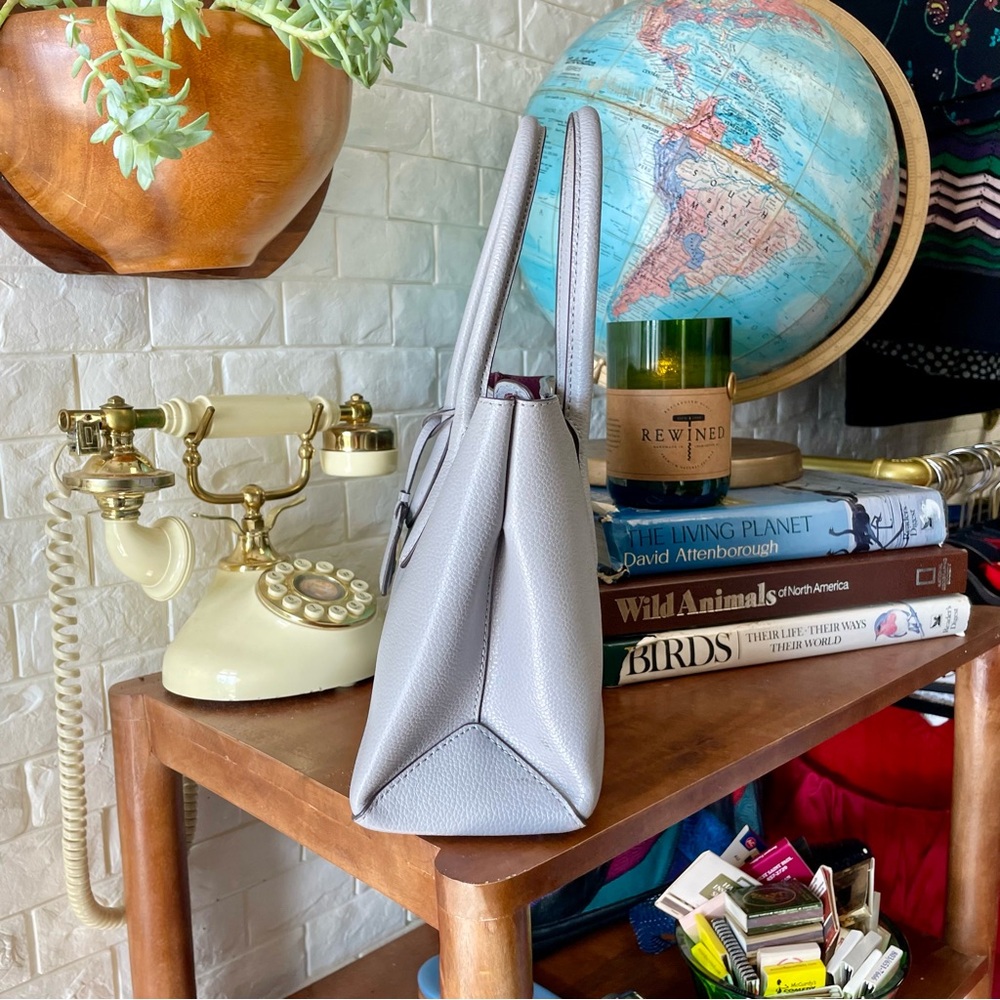 Kate Spade Grey Textured Leather Top Handle Crossbody Bag Purse - Picture 10 of 14
